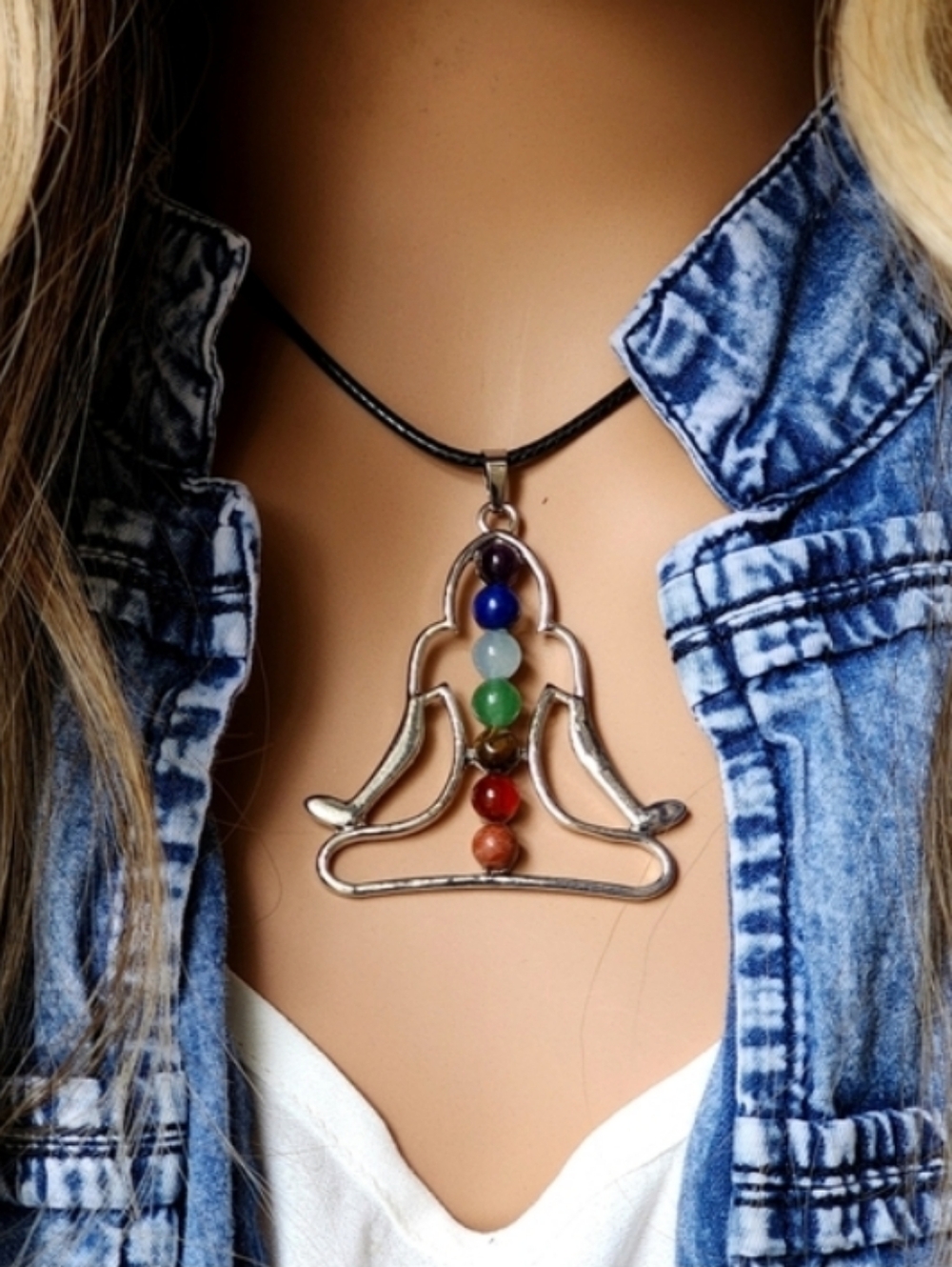 ❤️Buddha Yoga Mystery Meditation Pendant Silver Natural Healing Stones